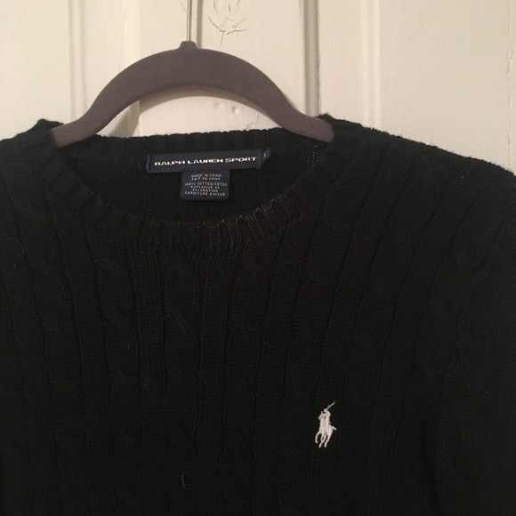 Ralph Lauren Small Black Cable Knit Crew Sweater - Picture 2 of 3
